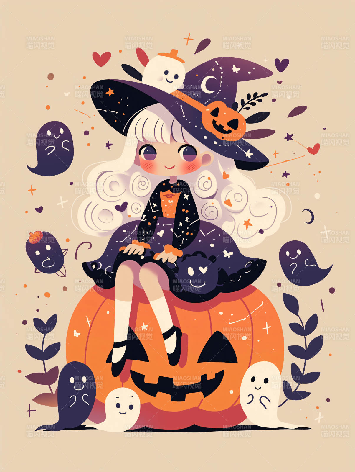 南瓜上的小巫师图片