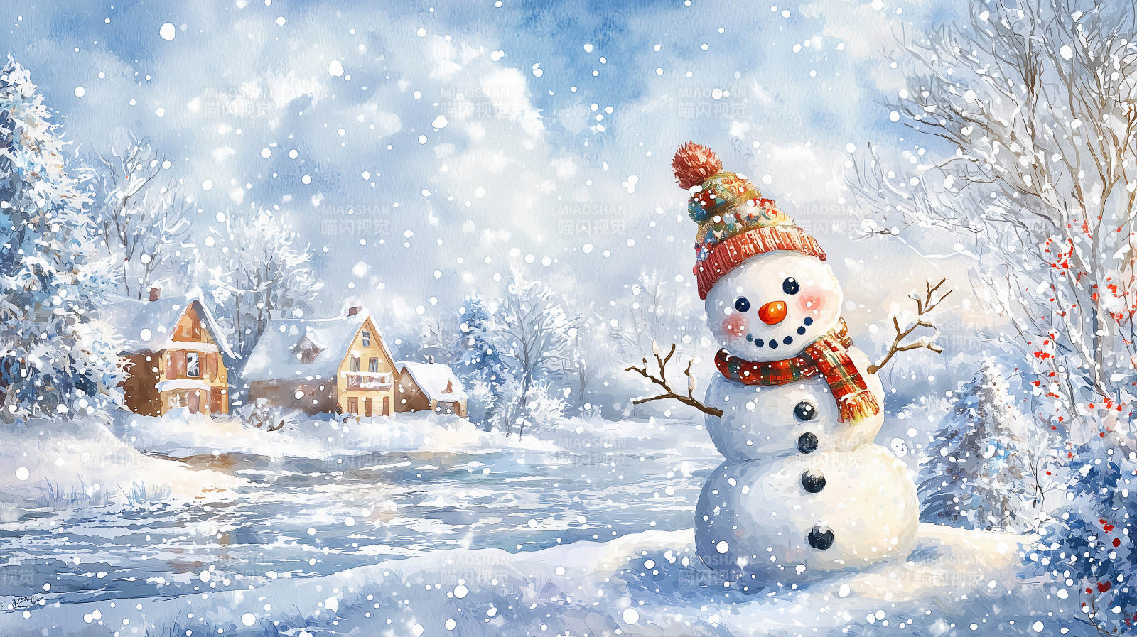 雪人冬日童话图片