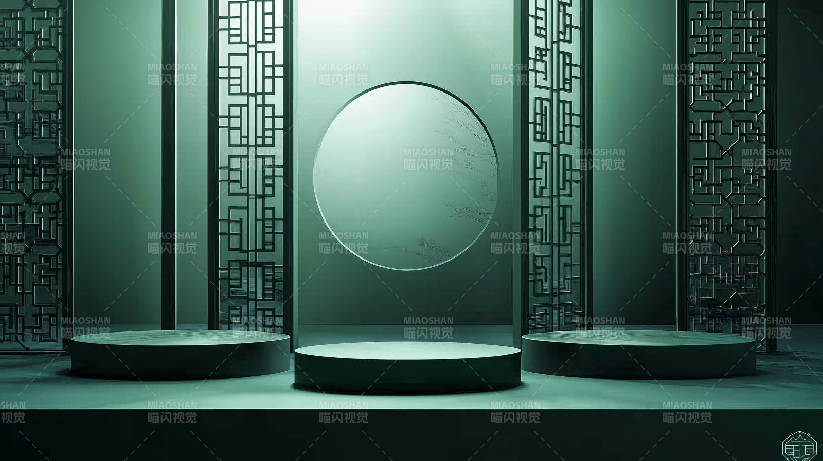 青绿禅意空间图片