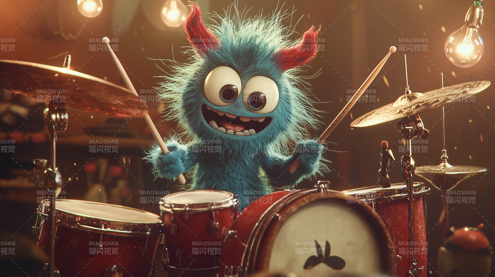 毛怪激情打鼓图片