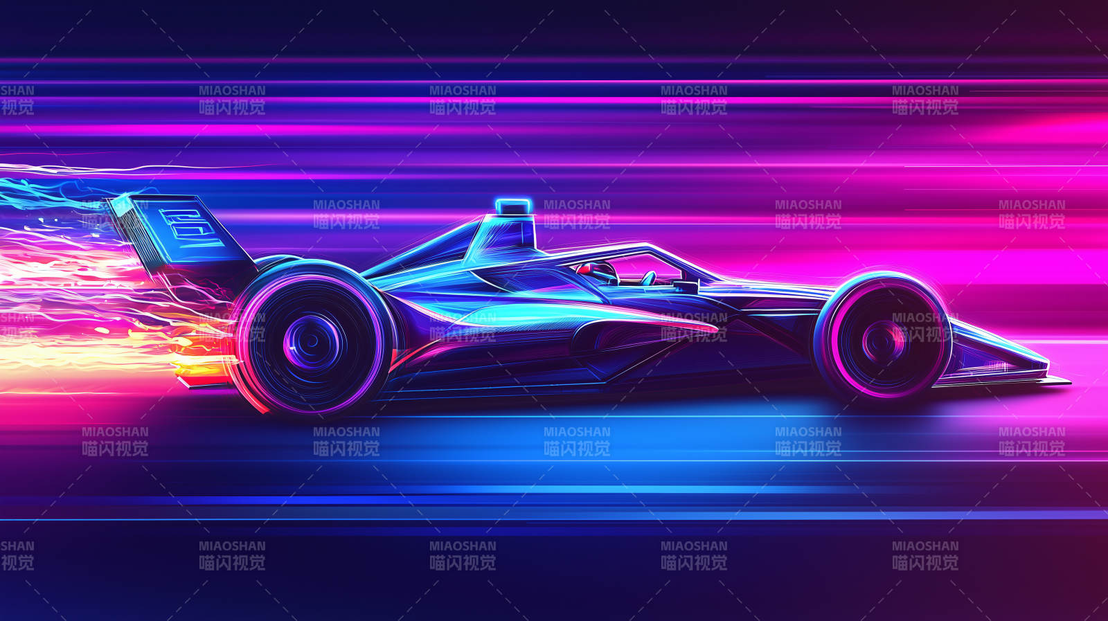 霓虹疾驰赛车图片