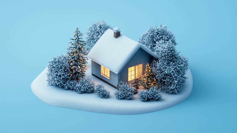 雪夜小屋温暖如春图片