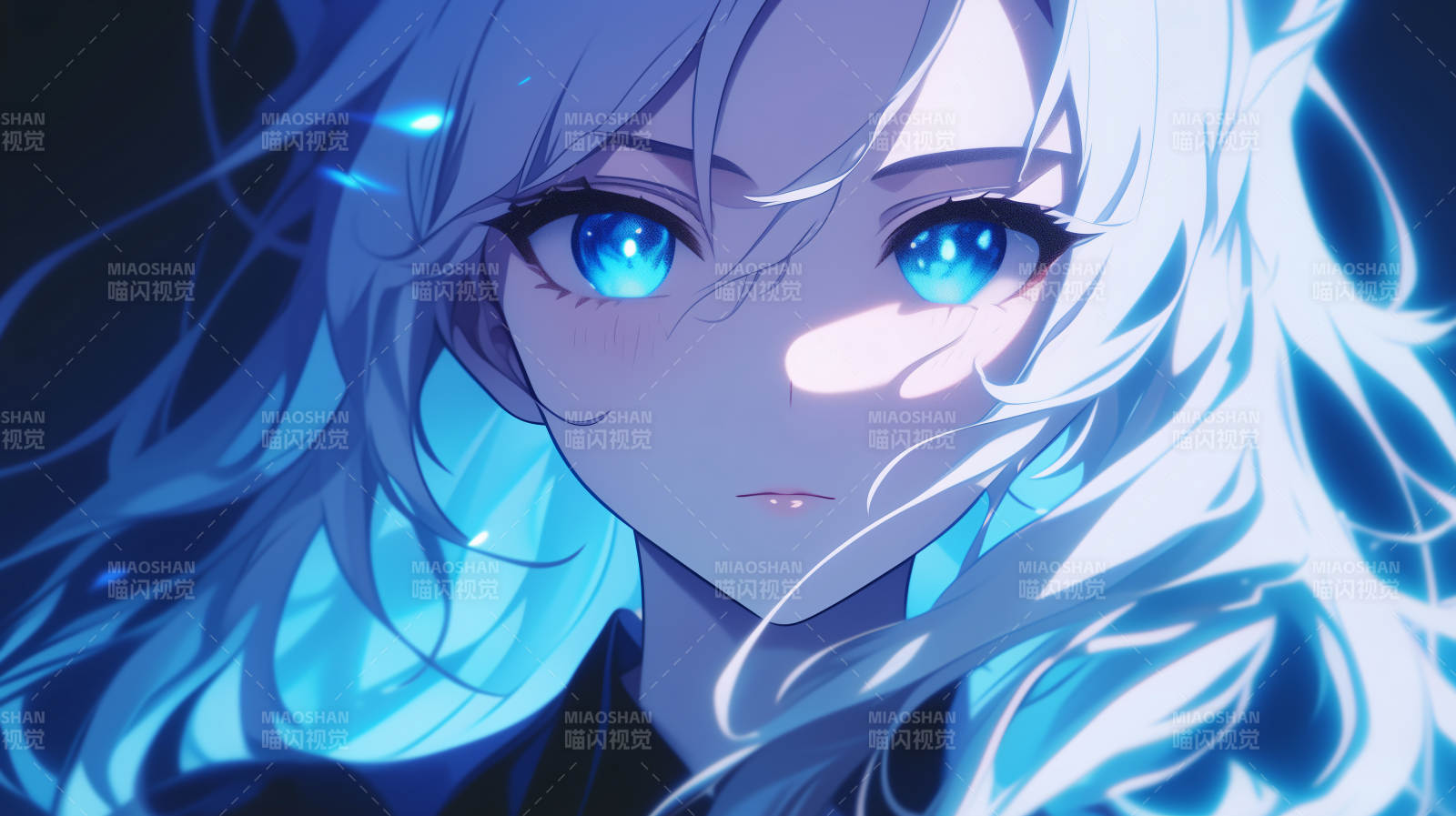 蓝眸银发少女图片