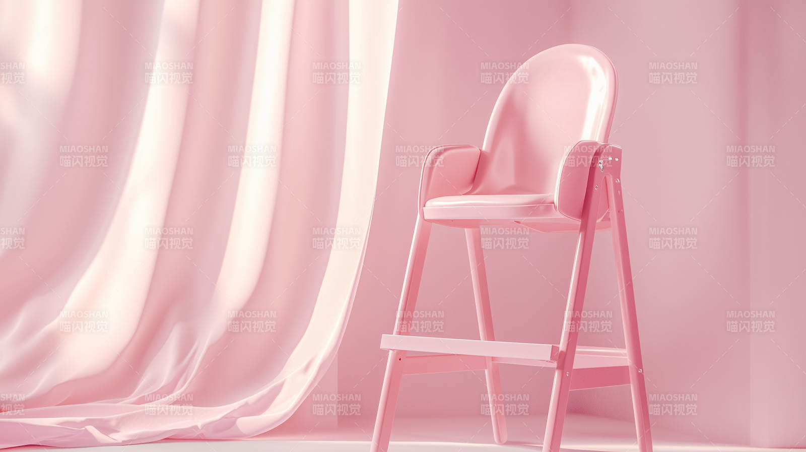 粉色高脚椅静谧角落图片