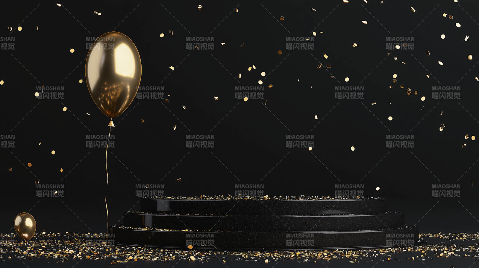 金色气球与礼花图片