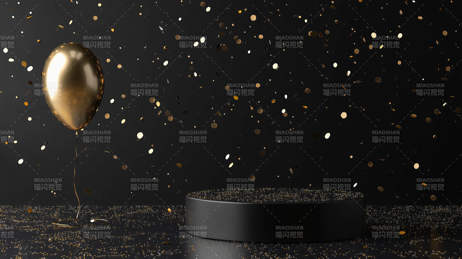 金色气球庆贺场景图片