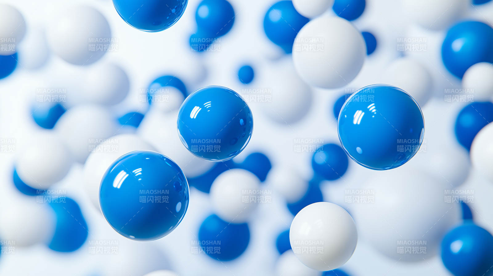 蓝白球体悬浮图图片