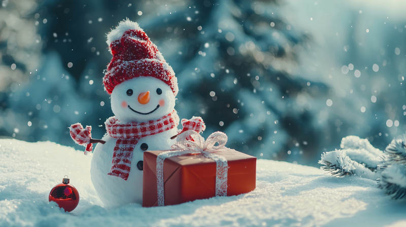 雪人送礼图片