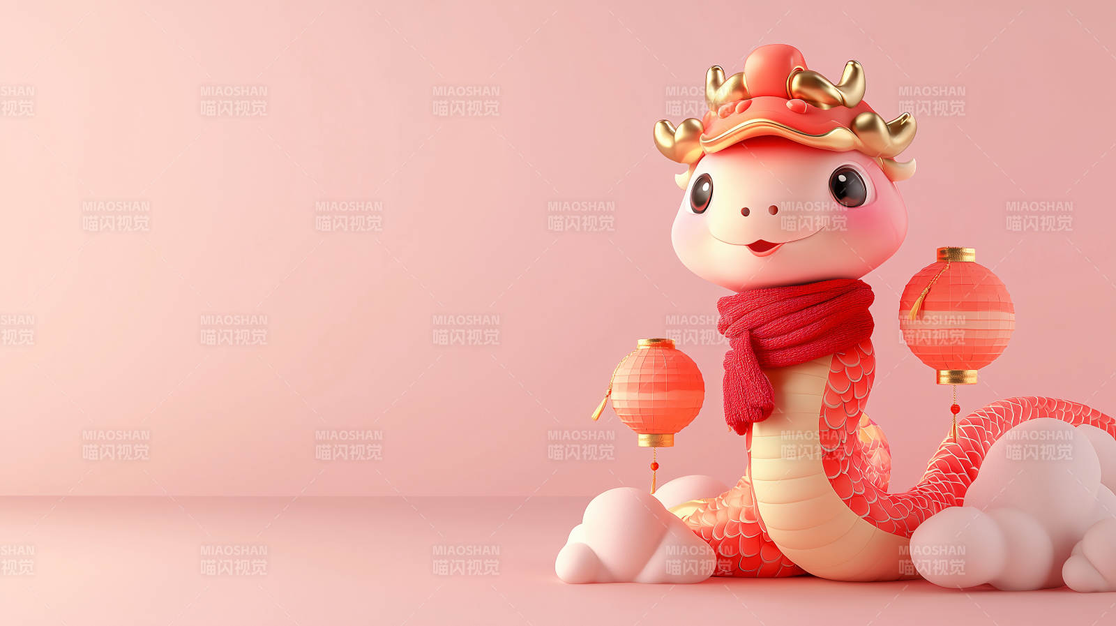 萌蛇迎春灯影图片