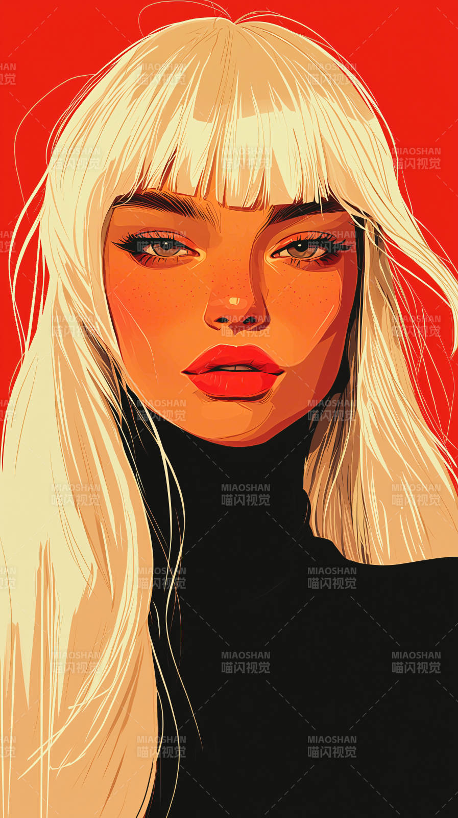 红唇金发美人图片