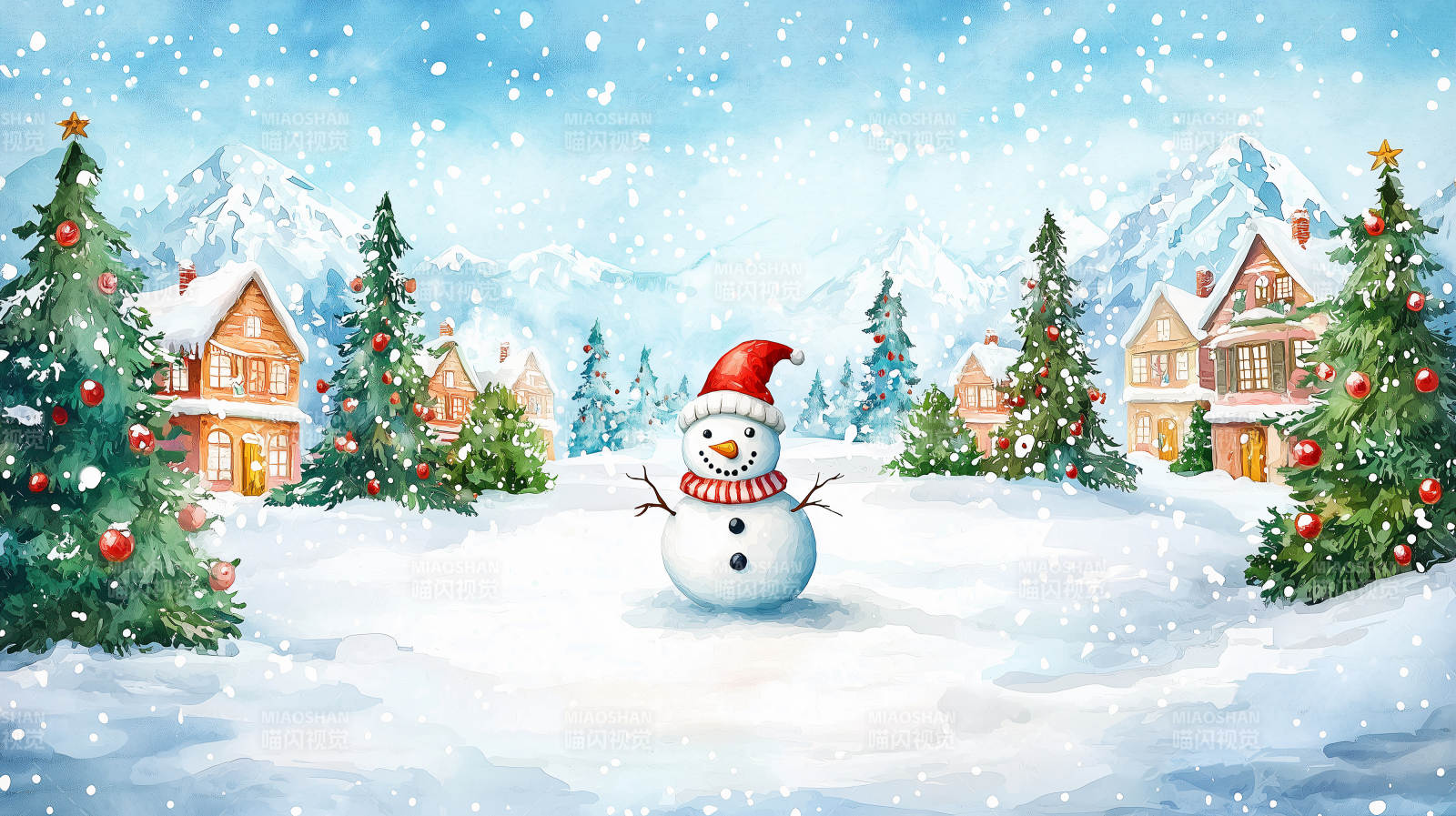 雪人欢庆圣诞夜图片