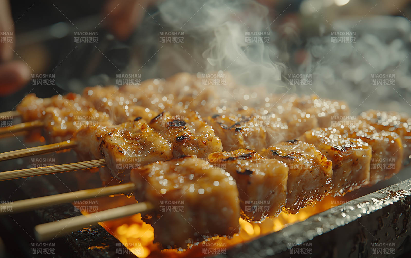 烤肉串滋滋作响图片