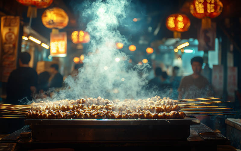 夜市烧烤飘香图片