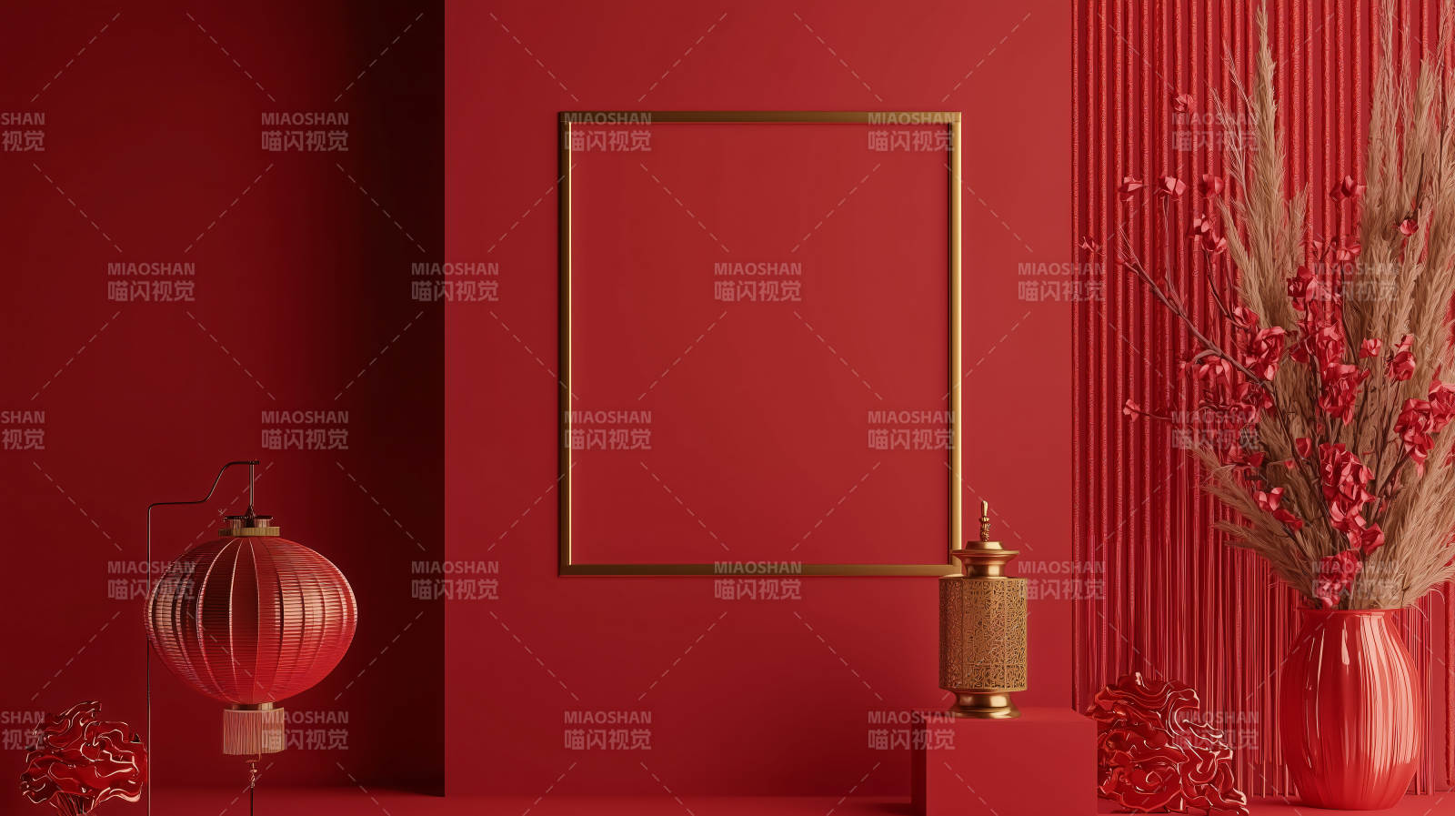 红色空间艺术装饰图片