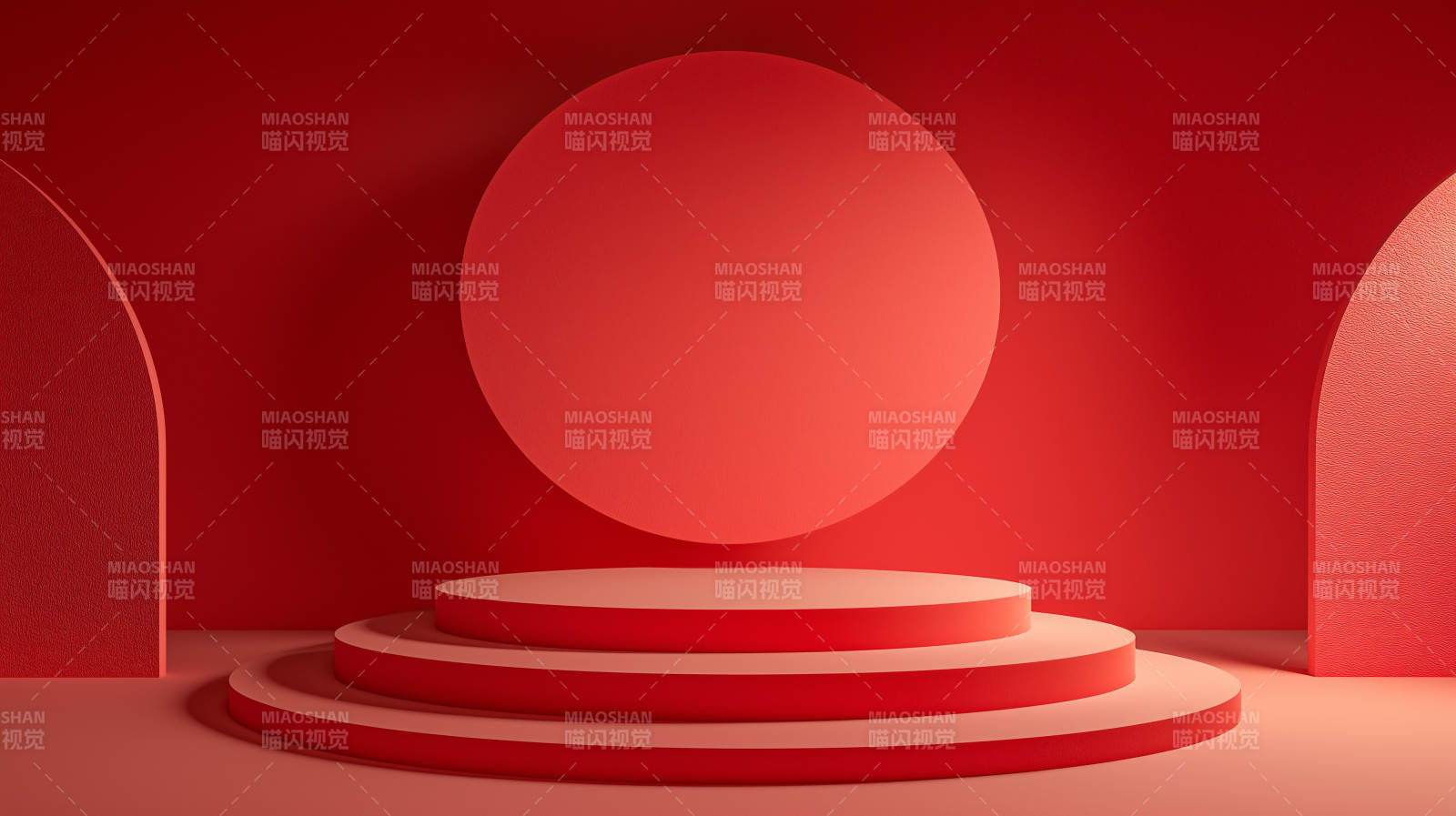 红色几何舞台图片