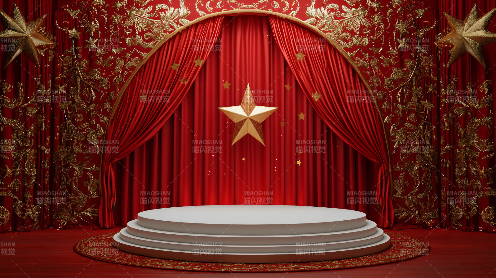 红色帷幕舞台图片