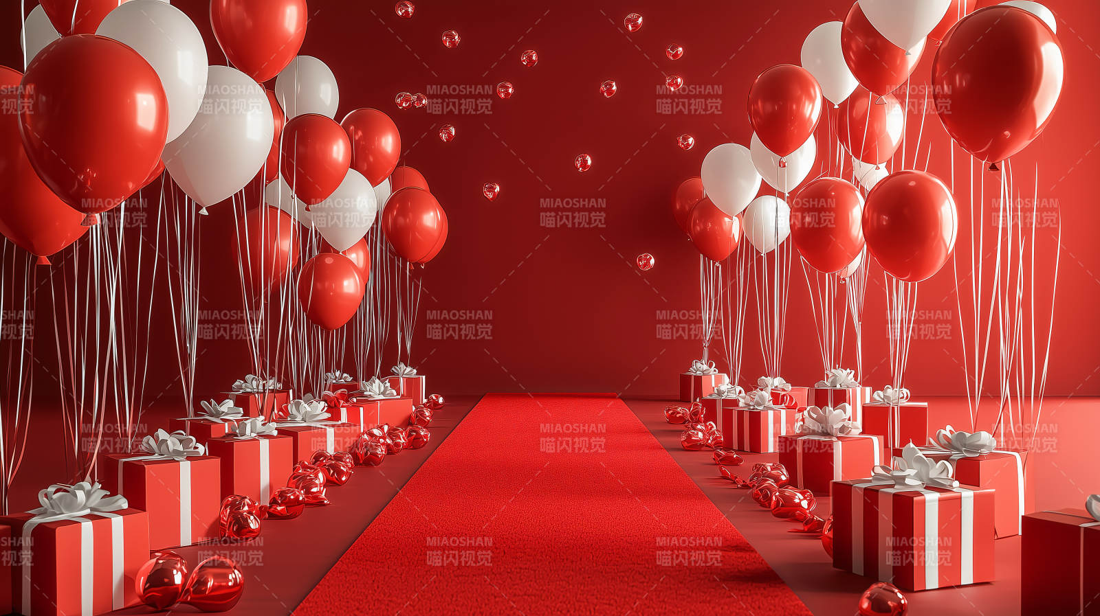 红白气球礼盒通道图片