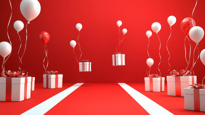 红白礼盒气球飘图片