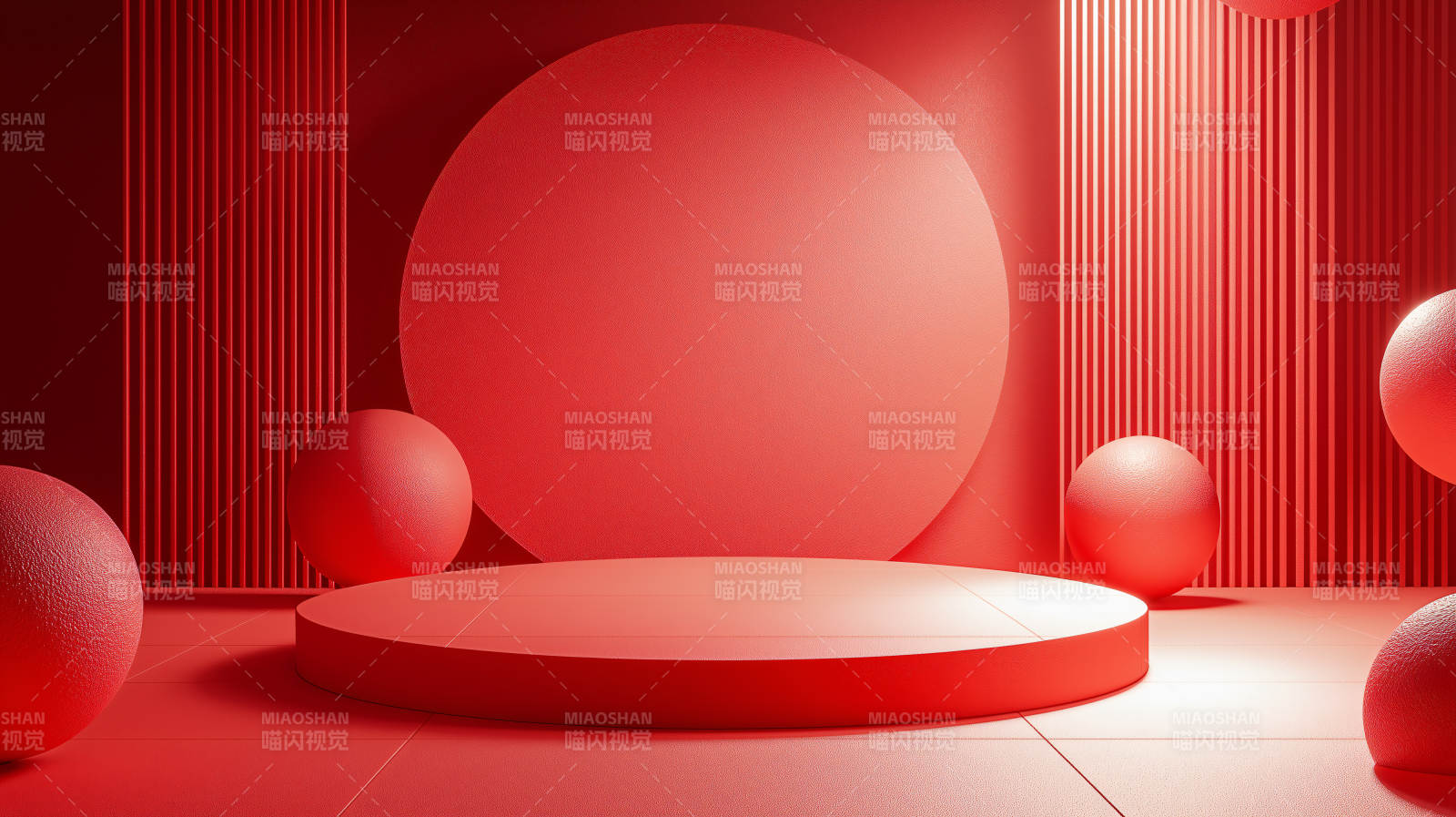 红色几何空间图片