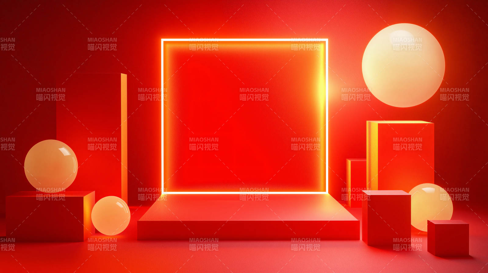 红色几何光影舞台图片