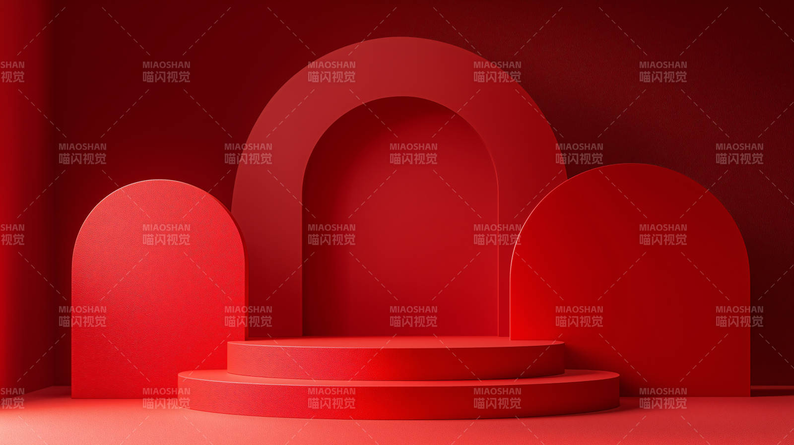 红色几何舞台图片