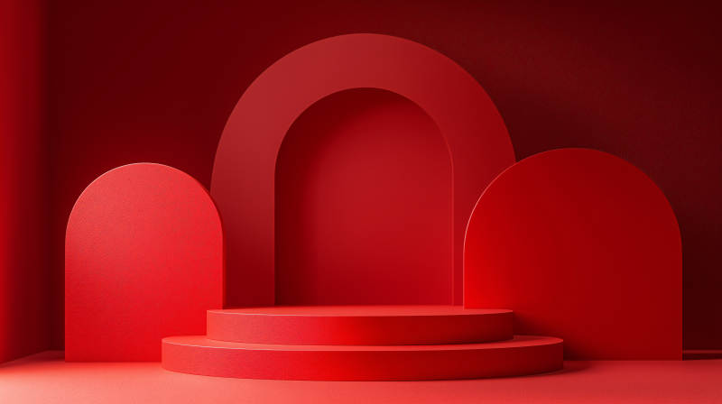 红色几何舞台图片