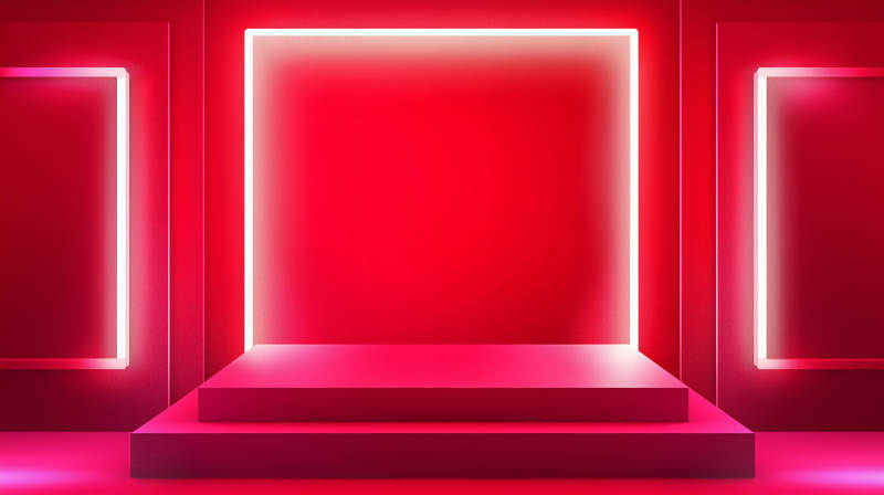 霓虹红光舞台图片