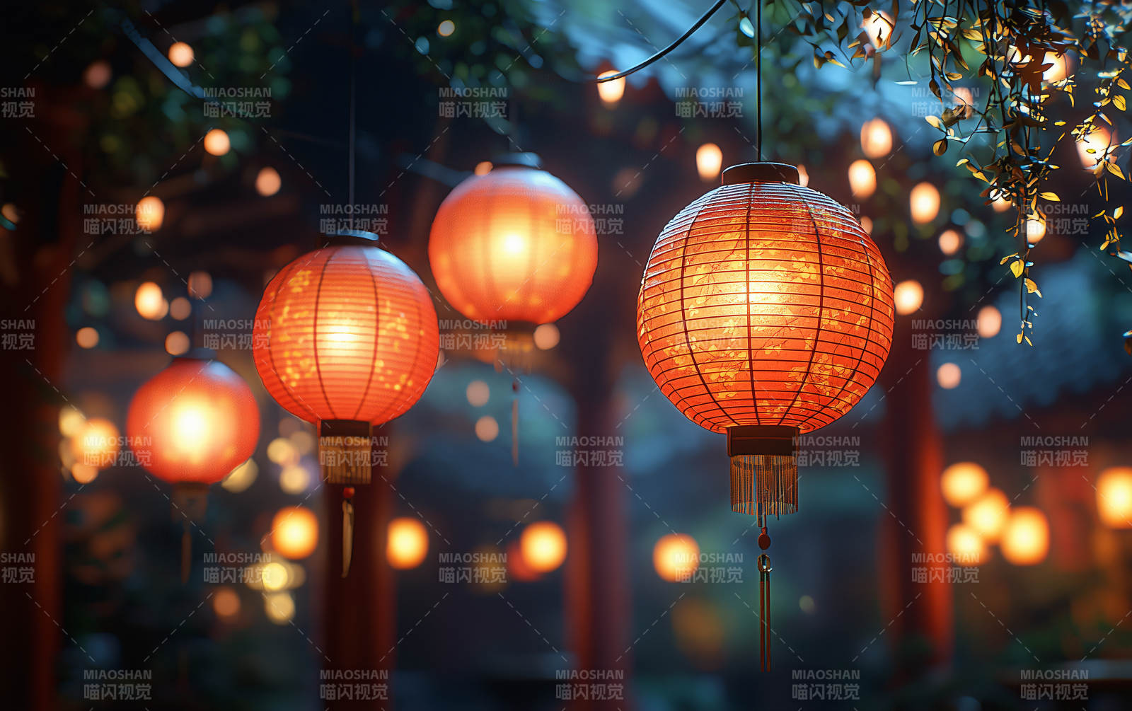 灯火映夜景图片