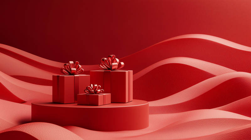 红色礼盒贺岁图图片