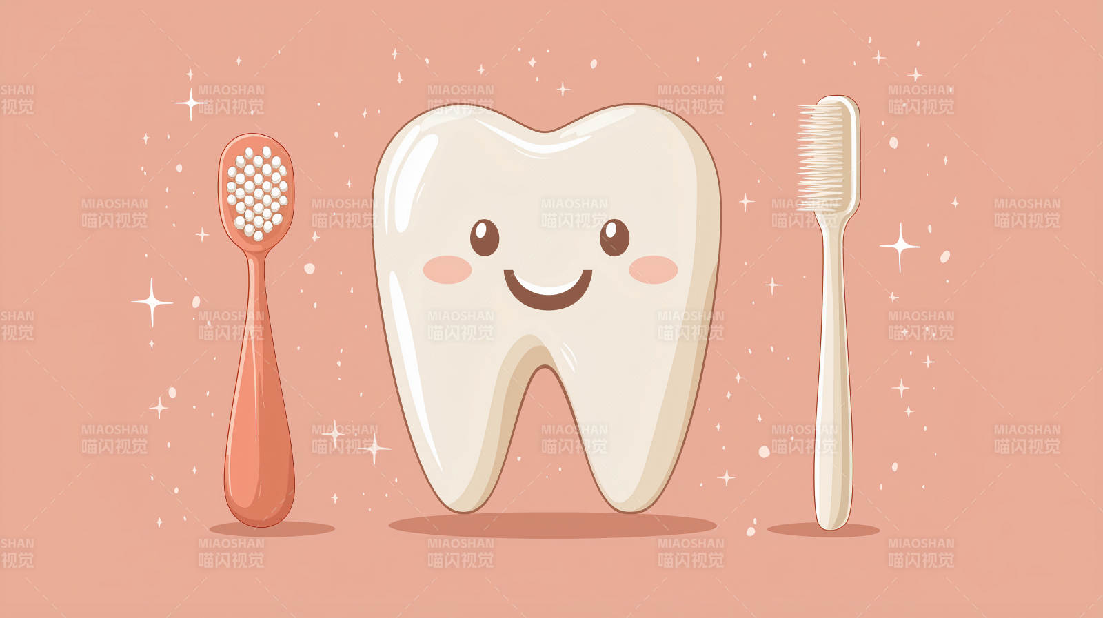 牙齿与牙刷的微笑图片
