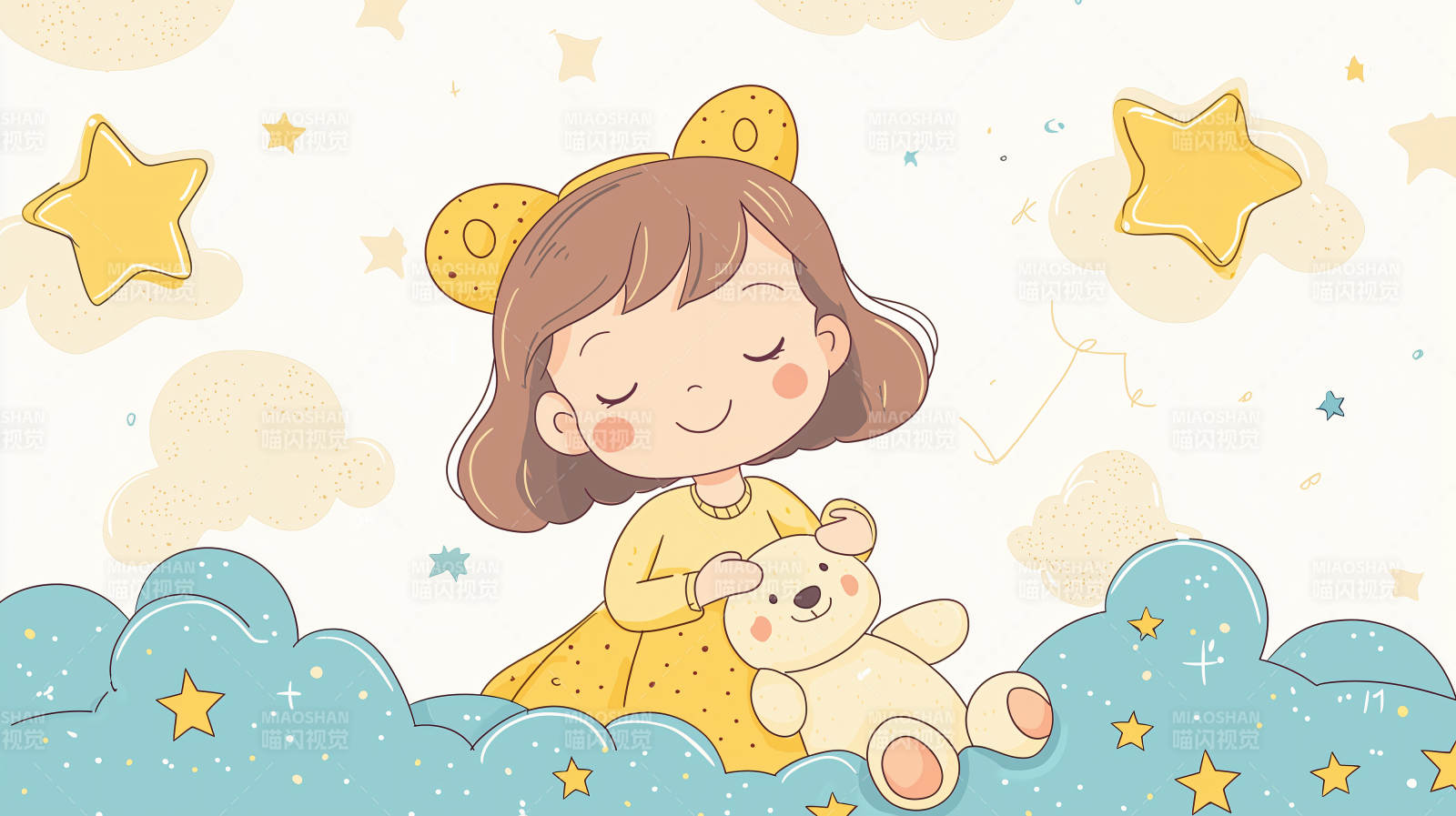 梦中女孩与小熊图片