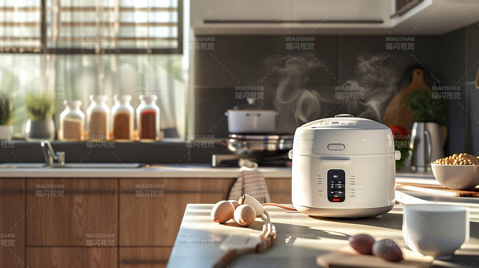 智能电饭煲煮饭中图片