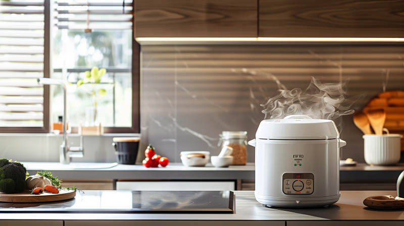 电饭煲蒸煮中图片