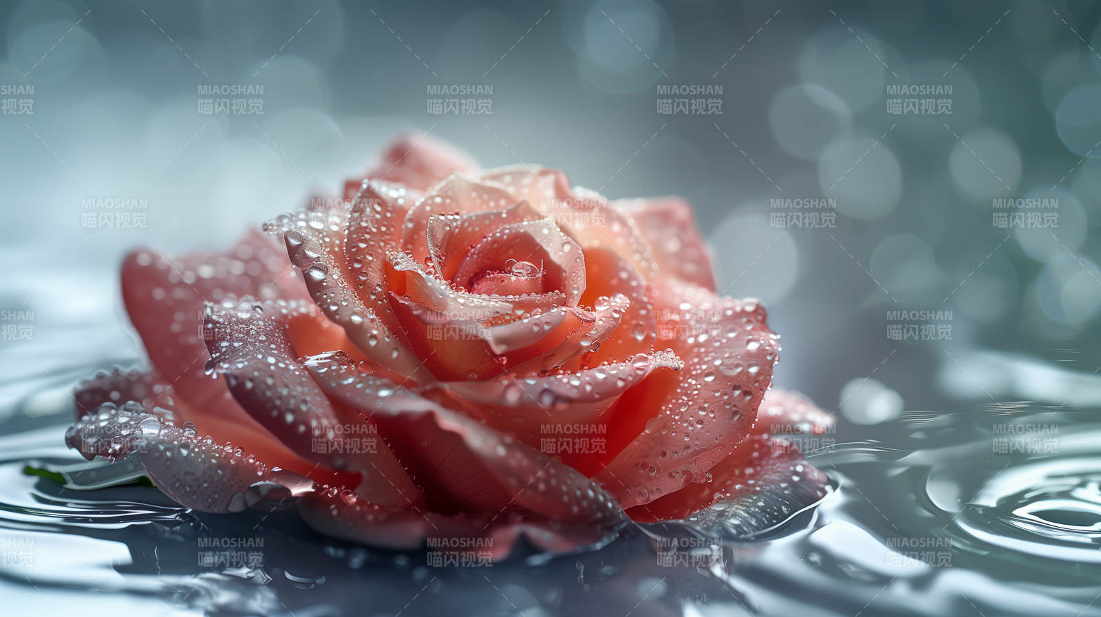 水珠玫瑰静谧美图片