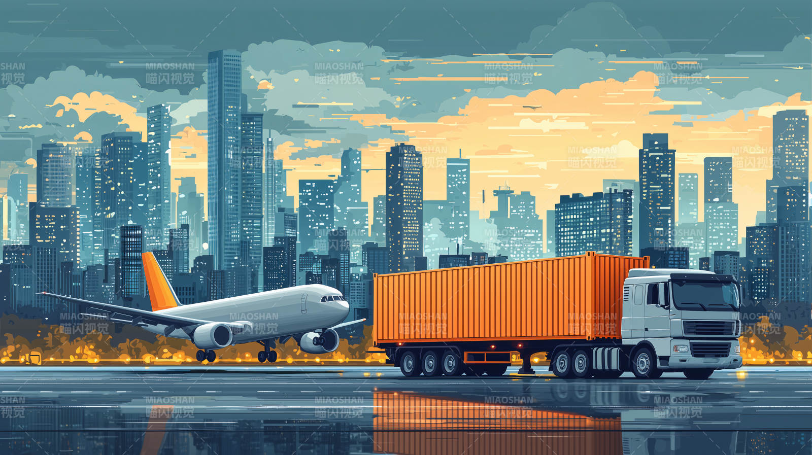 城市物流运输图图片