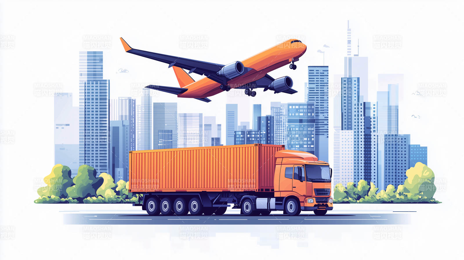 空运陆运联动运输图片