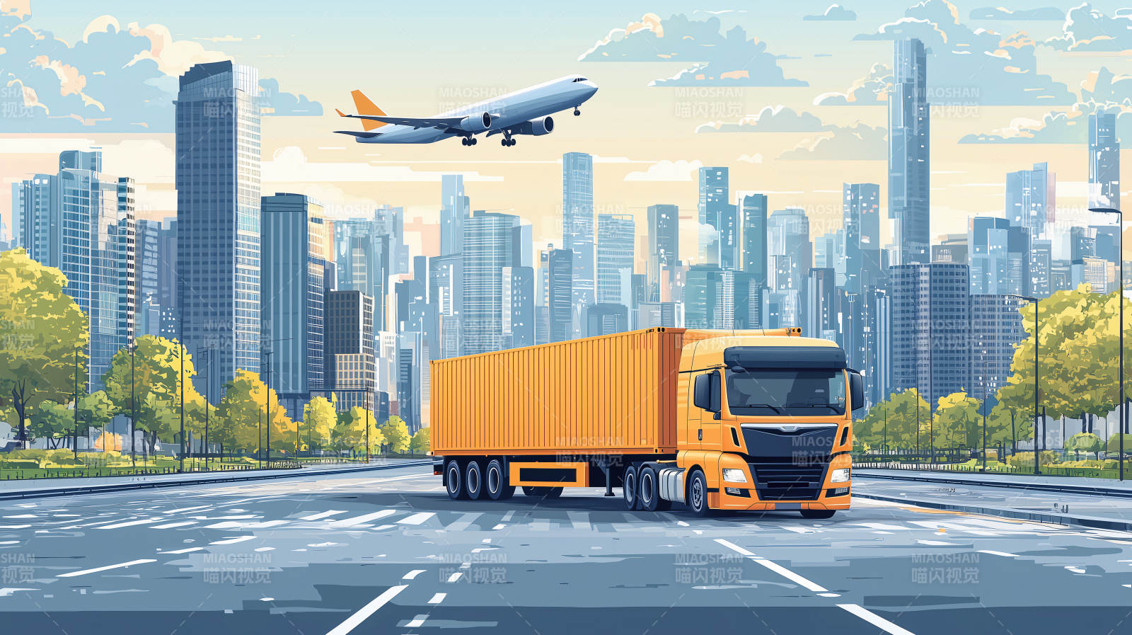 城市物流运输图图片