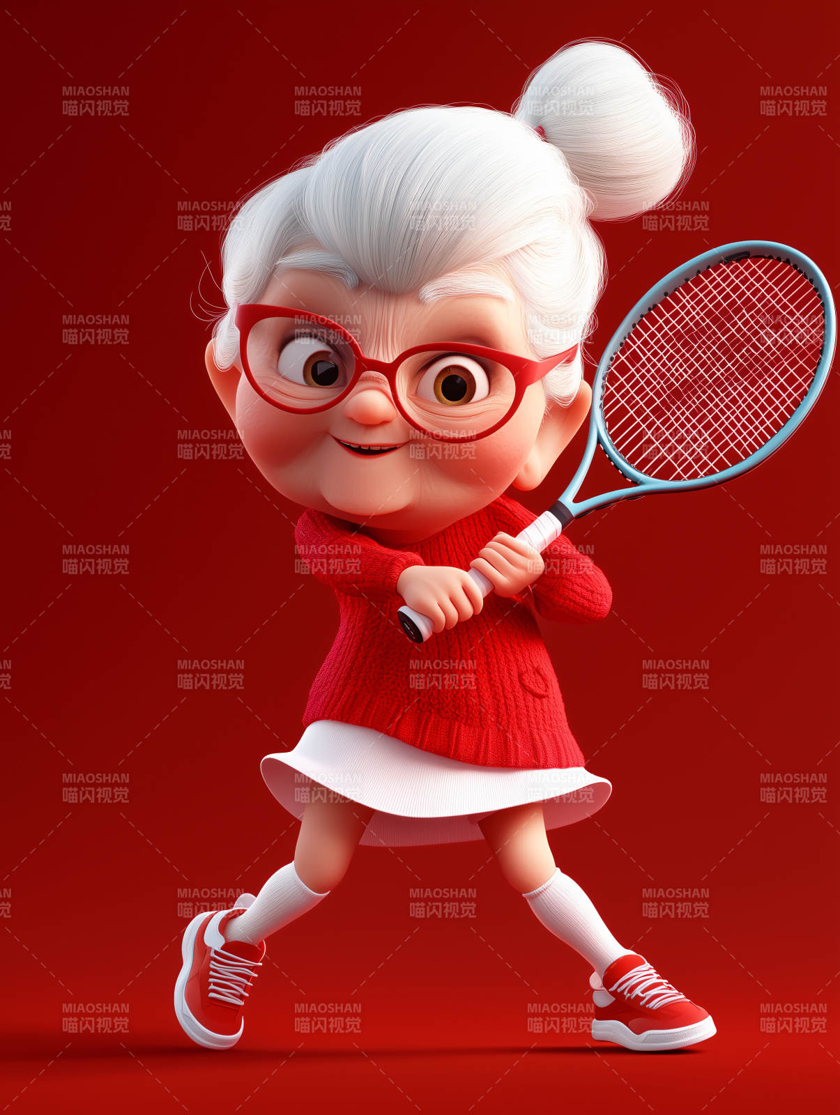 奶奶打网球图片