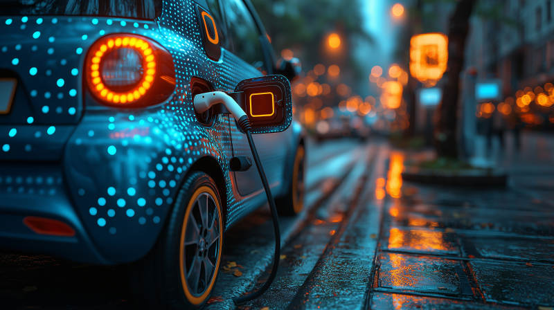 夜雨充电车图片