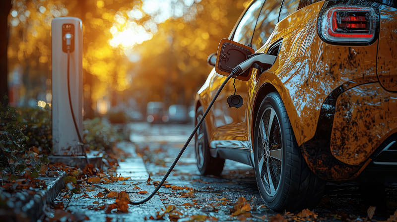 秋日充电 电车静泊图片