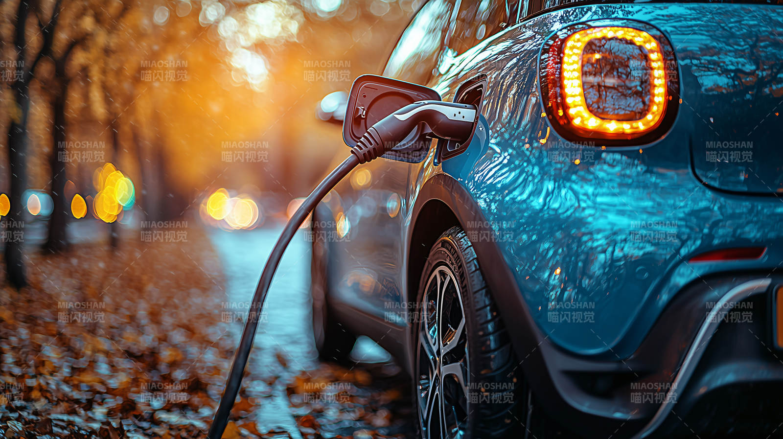 秋日充电车影图片