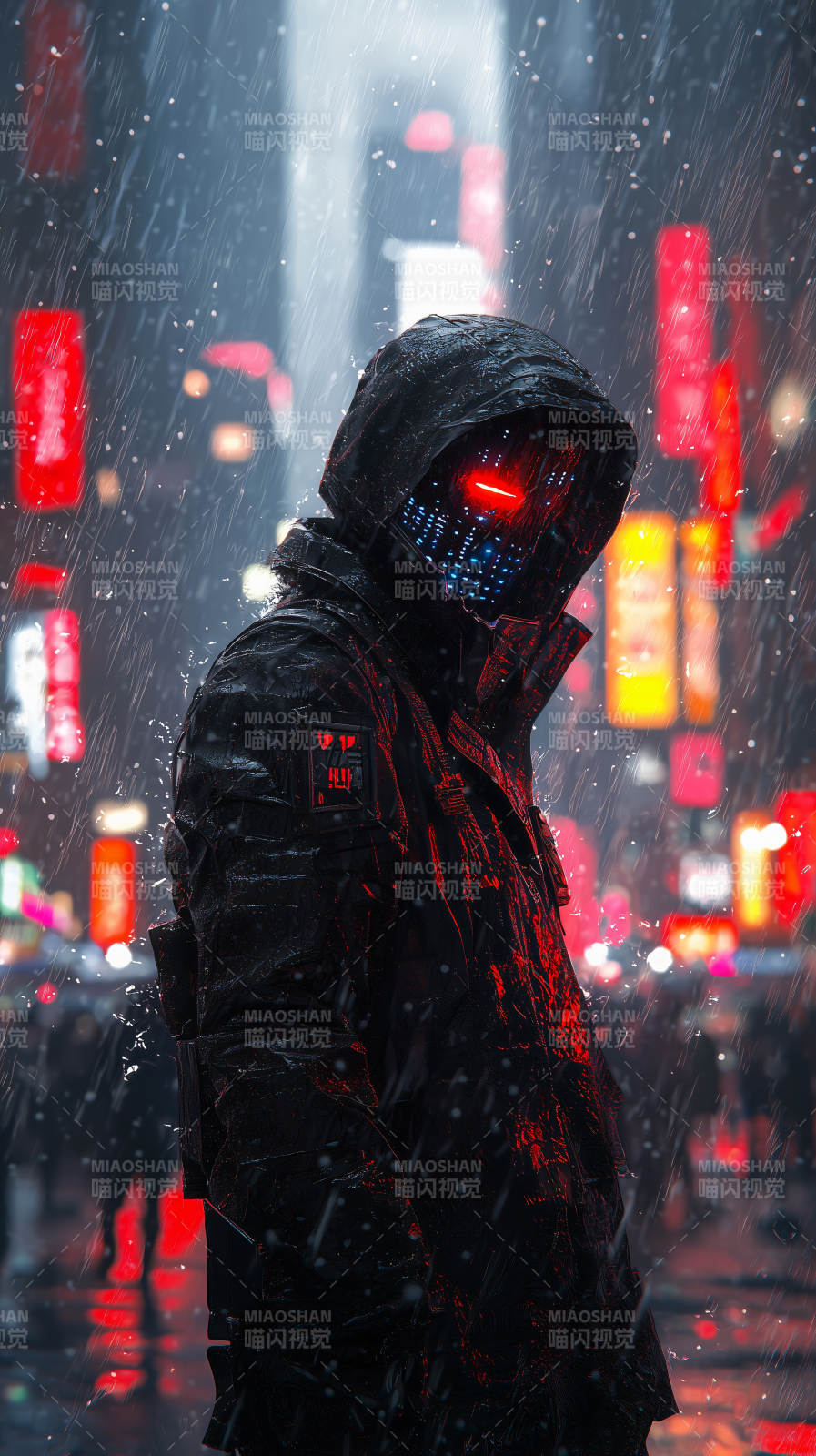 雨夜霓虹行者图片