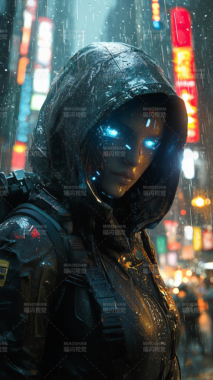 雨夜赛博战士图片