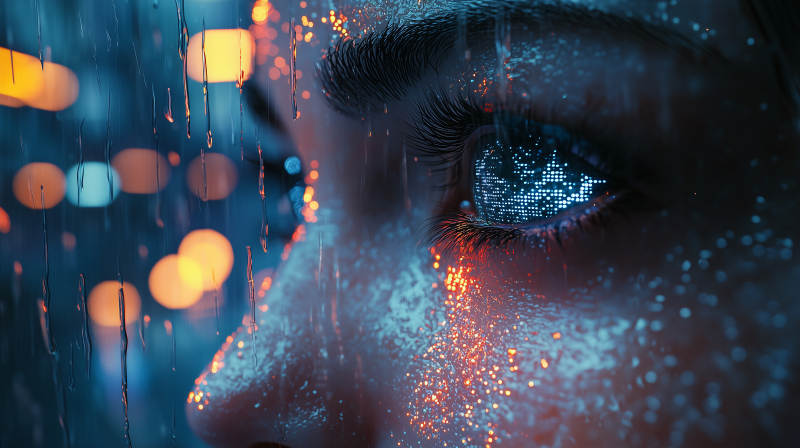 雨夜霓虹眼眸图片