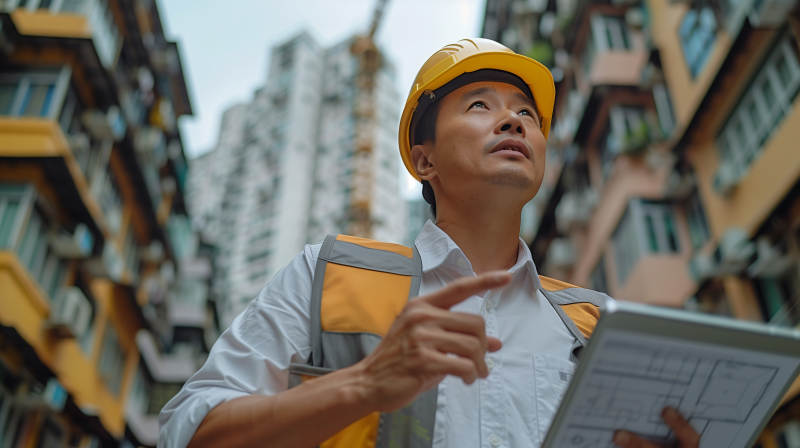 工地工程师查图纸图片