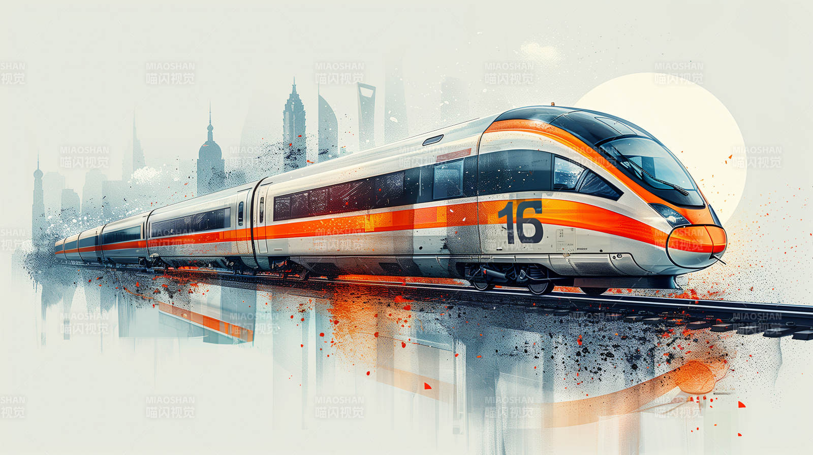高速列车疾驰城市图片