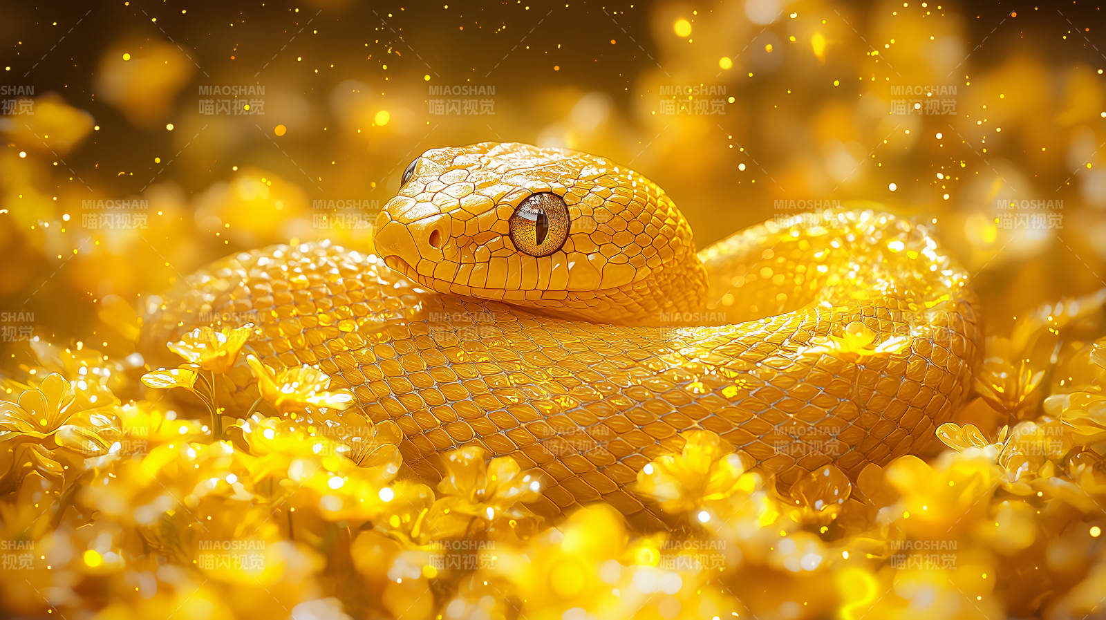 金蛇栖花海图片