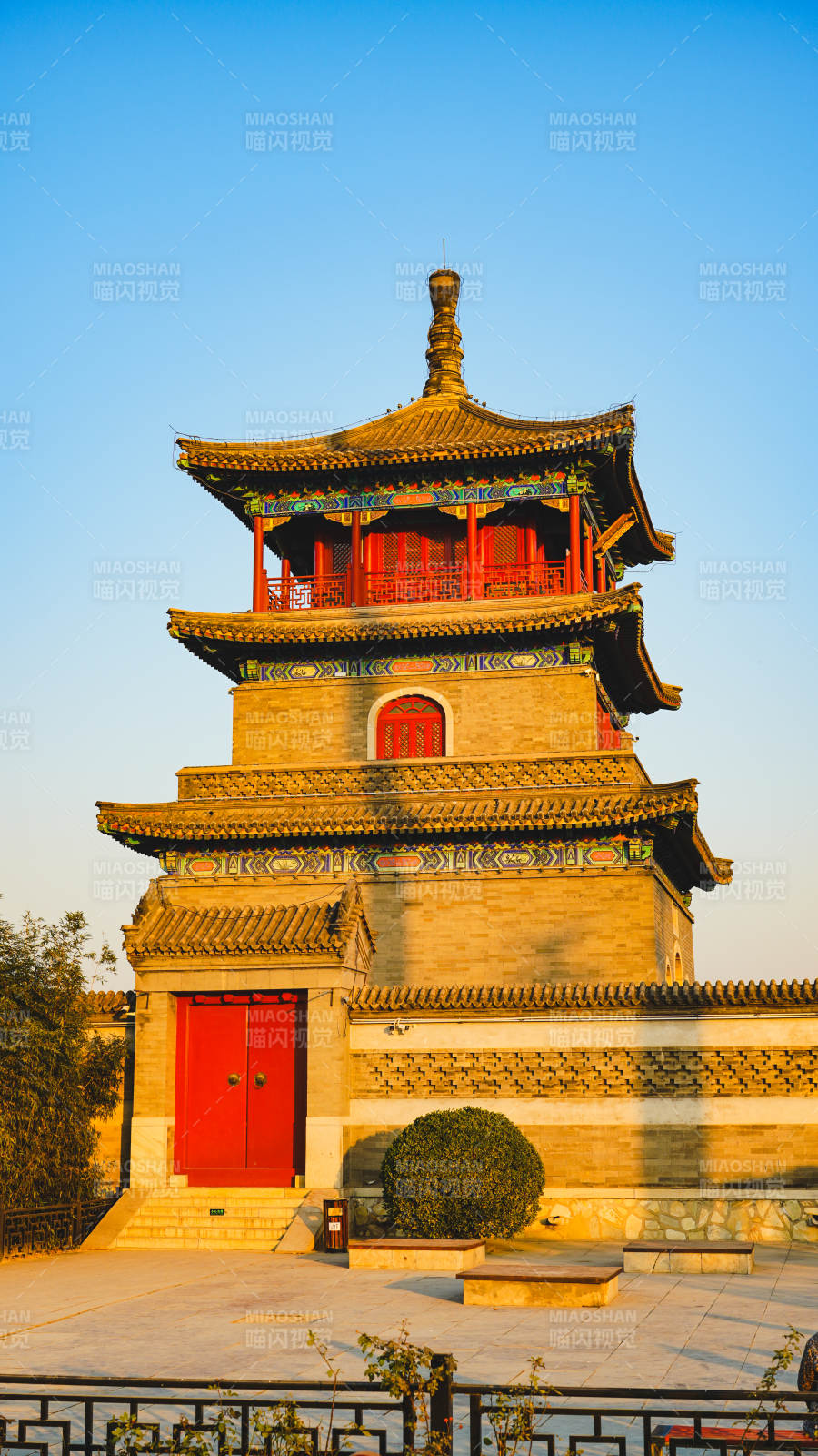 廊坊霸州胜芳古镇文昌阁古塔晨光图片