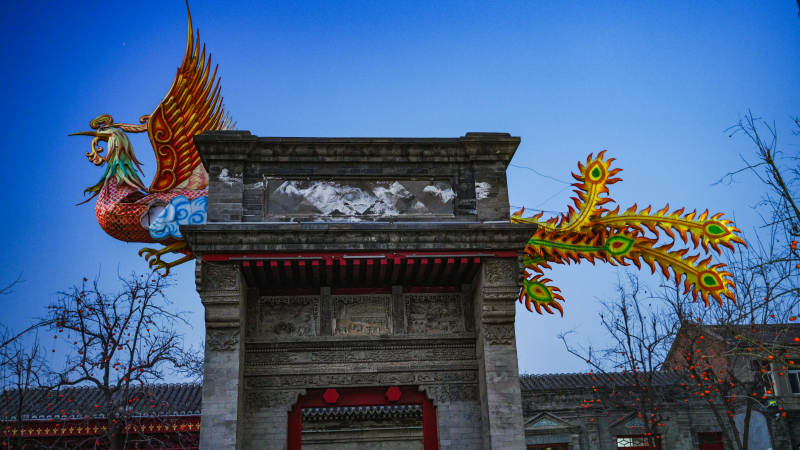 廊坊霸州胜芳古镇龙腾古门迎新春图片