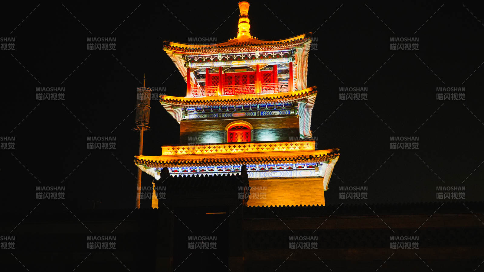 廊坊霸州胜芳古镇夜色中的古塔图片